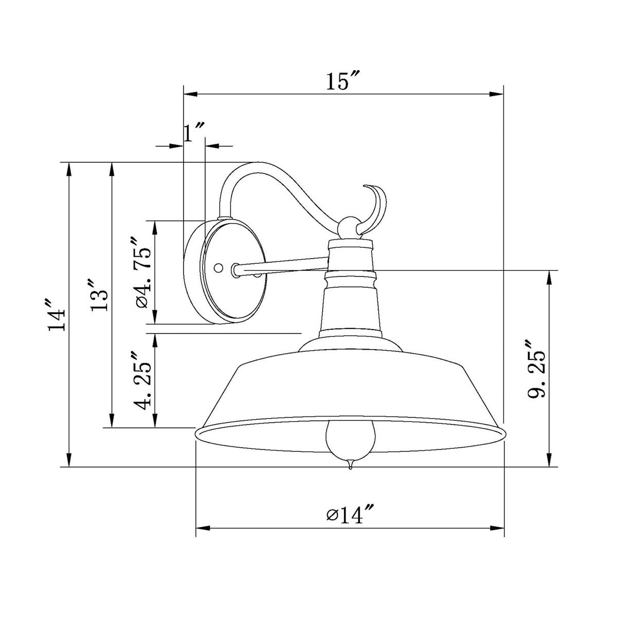 Forte 1692-01-04 Black Outdoor Wall Light - Weatherproof Exterior Sconce for Porch, Patio, Garden & Entryway Lighting