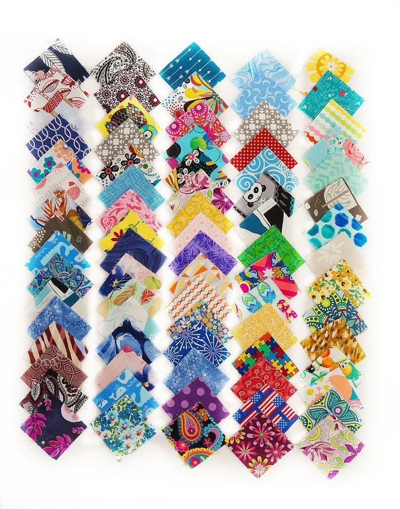 200Pcs Pre-Cut 2.5 Inch Fabric Squares Charm Pack - Premium Cotton Quilting Material for DIY Patchwork, Quilting & Sewing Projects - Perfect for Blankets, Bags & Home Decor