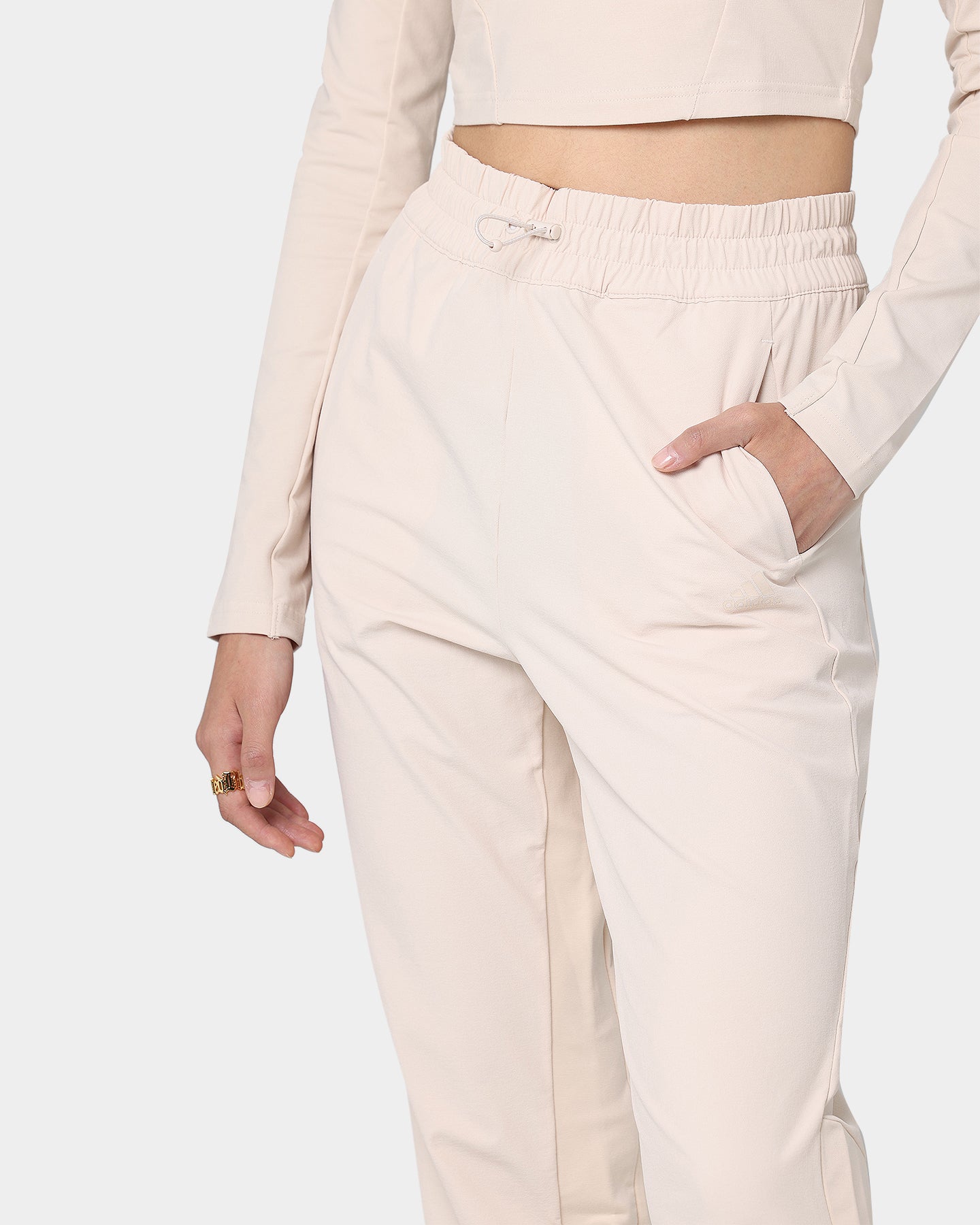 Adidas Women's Swarovski Crystal Embellished Halo Ivory Yoga Pants - Perfect for Yoga, Gym Workouts & Casual Wear