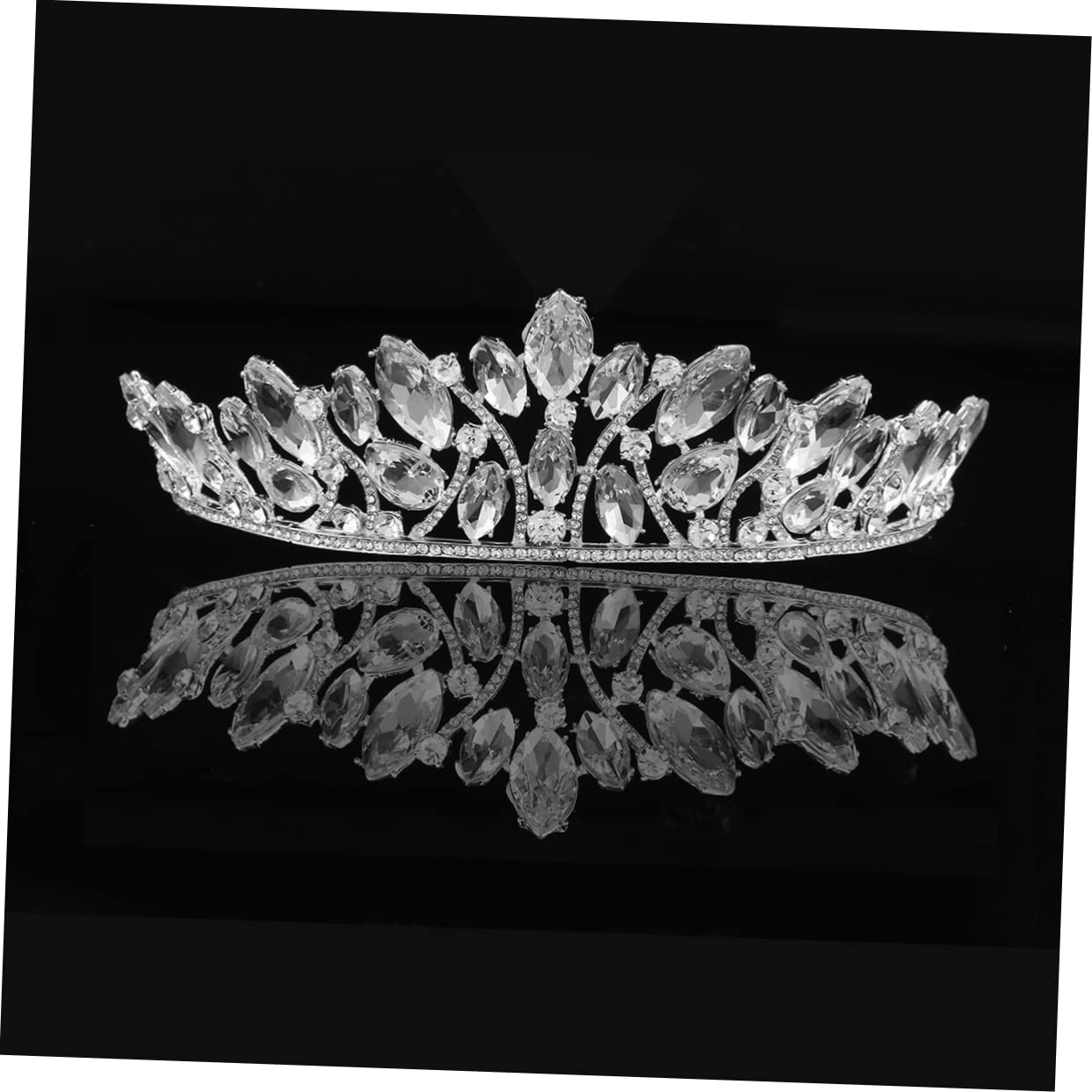 Beavorty 2-Piece Lockable Bridal Headpiece Set - Rhinestone Wedding Headbands, Princess Tiara & Crystal Comb for Bride (White) | Perfect for Weddings, Prom, Pageants & Special Occasions