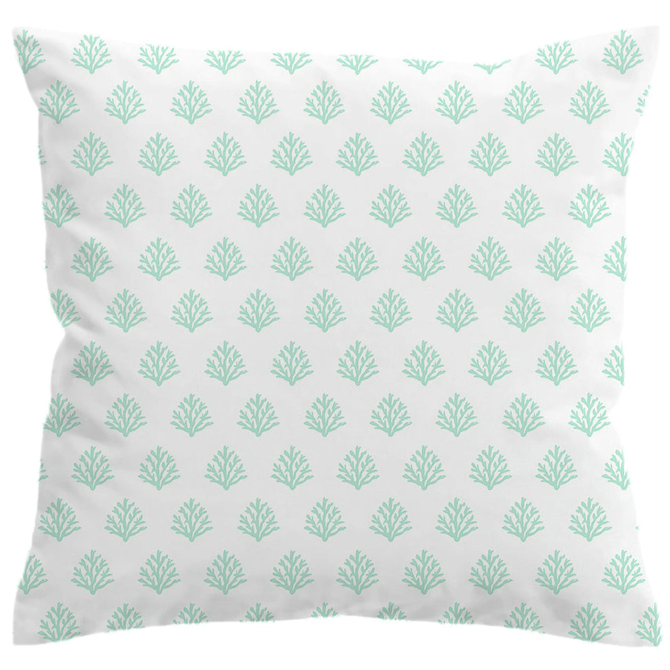 Coral Mint Pillow Cover - Soft & Breathable Decorative Pillow Case for Bedroom, Sofa, Couch - Home Decor & Living Room Accessories