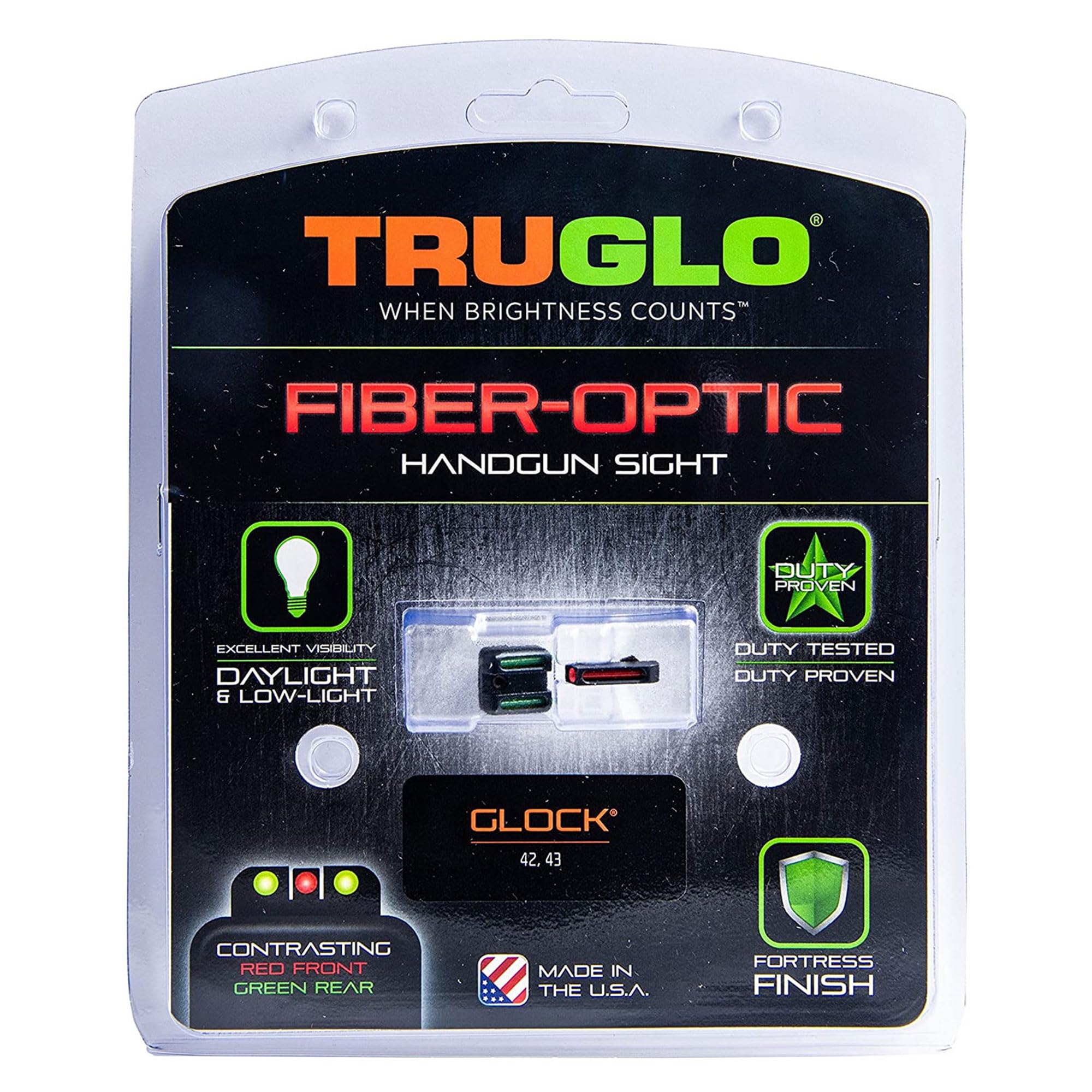 TruGlo TFO Tritium Fiber Optic Handgun Laser Sight Accessories Set with Rear Colors - Compatible with Glock 17/17L, 19, 22, 23, 24 Models (3 Pack) - Perfect for Tactical Shooting, Home Defense & Range Practice