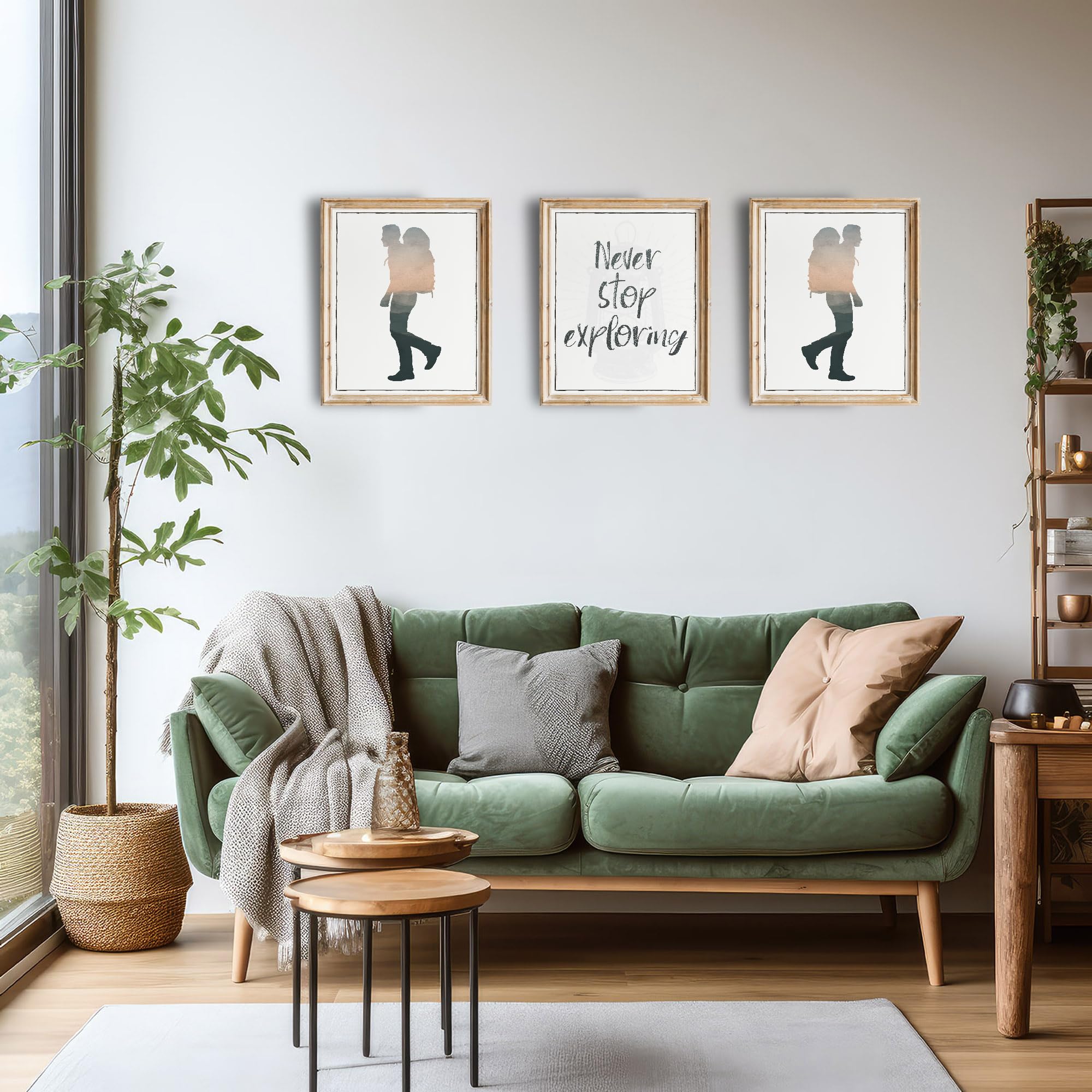 Never Stop Exploring Art Prints - Set of 3 Unframed 8x10 Motivational Wall Decor | Inspirational Aesthetic Wall Art for Home, Office & Living Room | Perfect for Work Spaces, Bedrooms & Gift Giving
