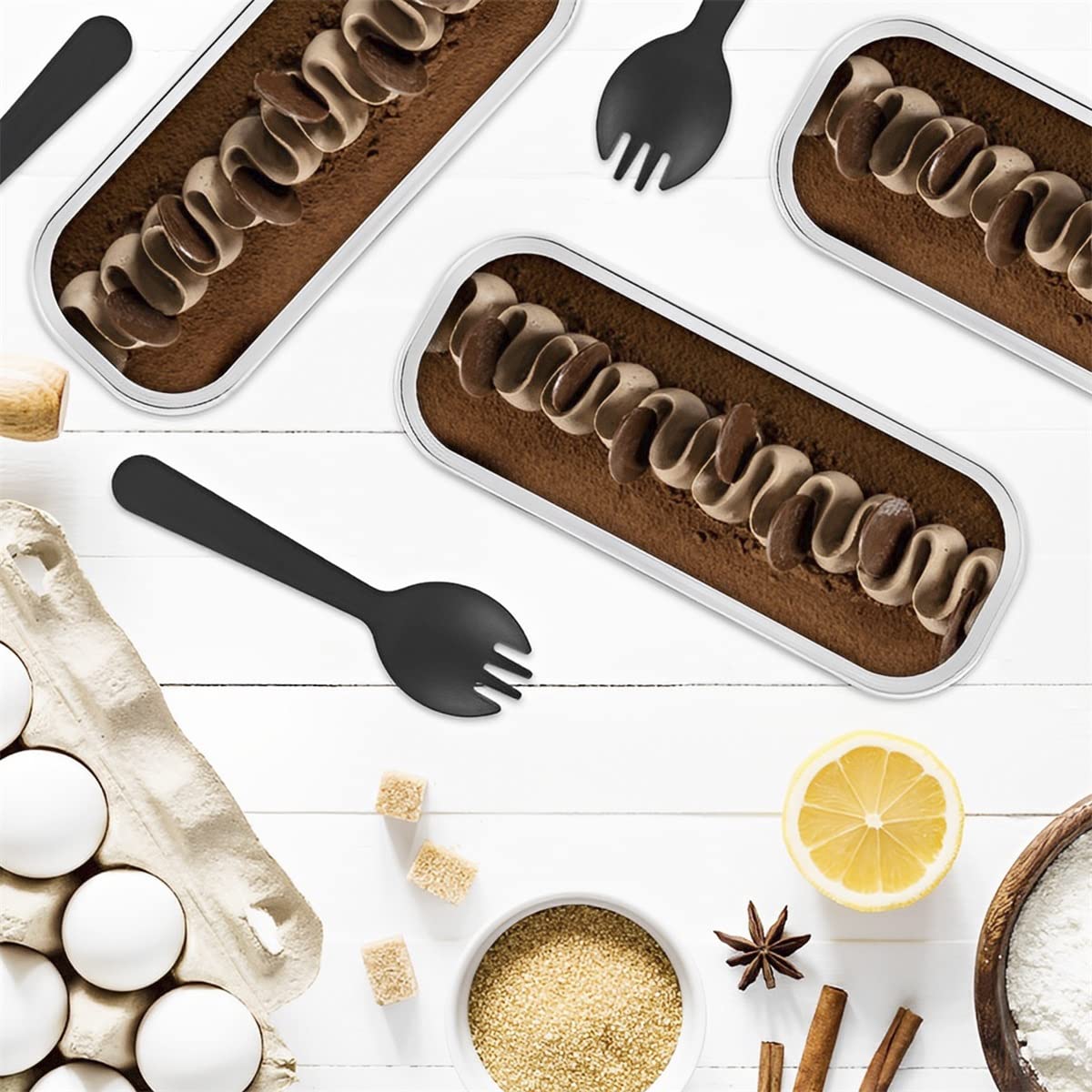 200pcs Mini Loaf Pans with Lids, Spoons & Stickers - 200ml Heat-Resistant Aluminum Baking Tins, Reusable Foil Bread Containers for Cake, Cupcakes & Desserts - Perfect for Home Kitchen Baking, Party Treats & Holiday Gifts (Gold)