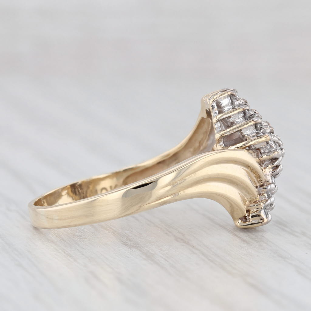 0.40ctw Diamond Bypass Ring in 10k Yellow Gold - Size 9.5 | Elegant Wedding Band, Anniversary Gift for Her, Perfect for Special Occasions & Everyday Wear