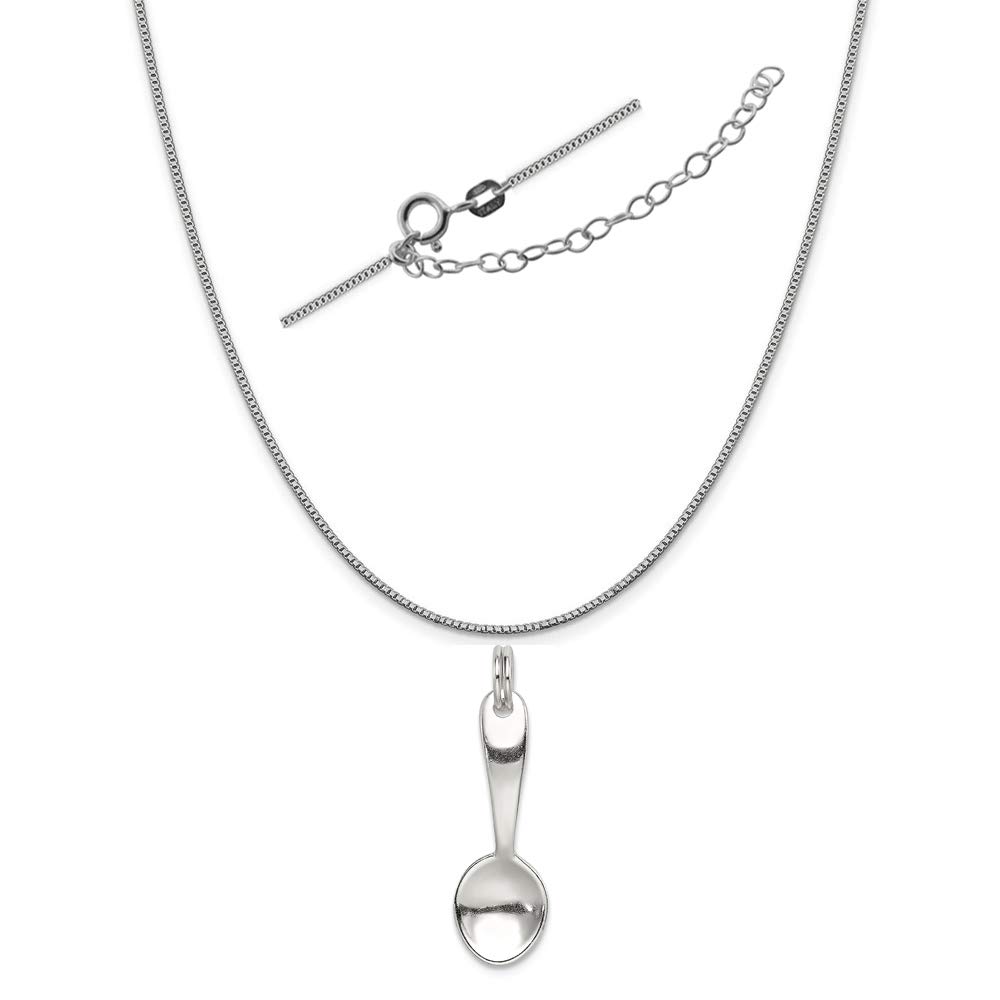 Sterling Silver Spoon Charm Necklace - Adjustable Chain for Everyday Wear