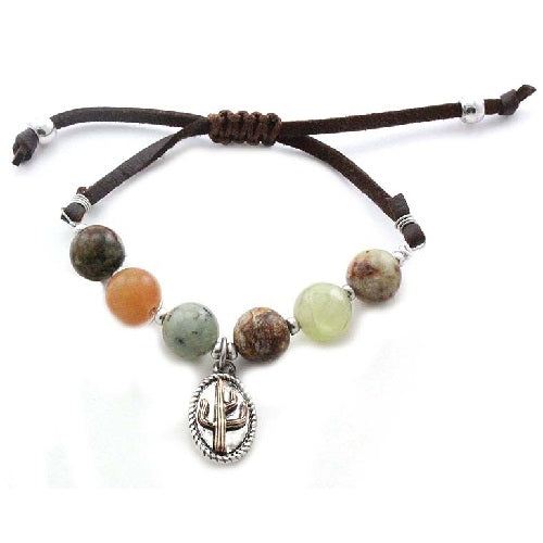Natural Cactus Charm Bracelet with Semi-Precious Stones | Boho Beaded Jewelry for Women | Perfect for Festival, Beach & Everyday Wear
