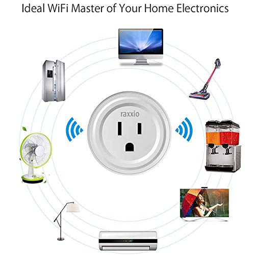 Raxxio Smart Plug WiFi Outlet - Wireless Remote Control for Home Devices, Works with Alexa & Google Home, No Hub Required (2 Pack) - Perfect for Smart Home Automation, Energy Saving & Voice Control