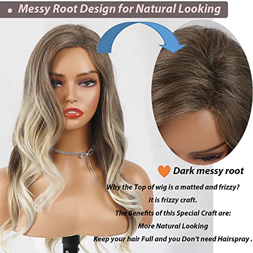 Curly Blonde Brown Reverse Ombre Wig - Long Synthetic Hairpiece for Cosplay, Halloween & Daily Fashion
