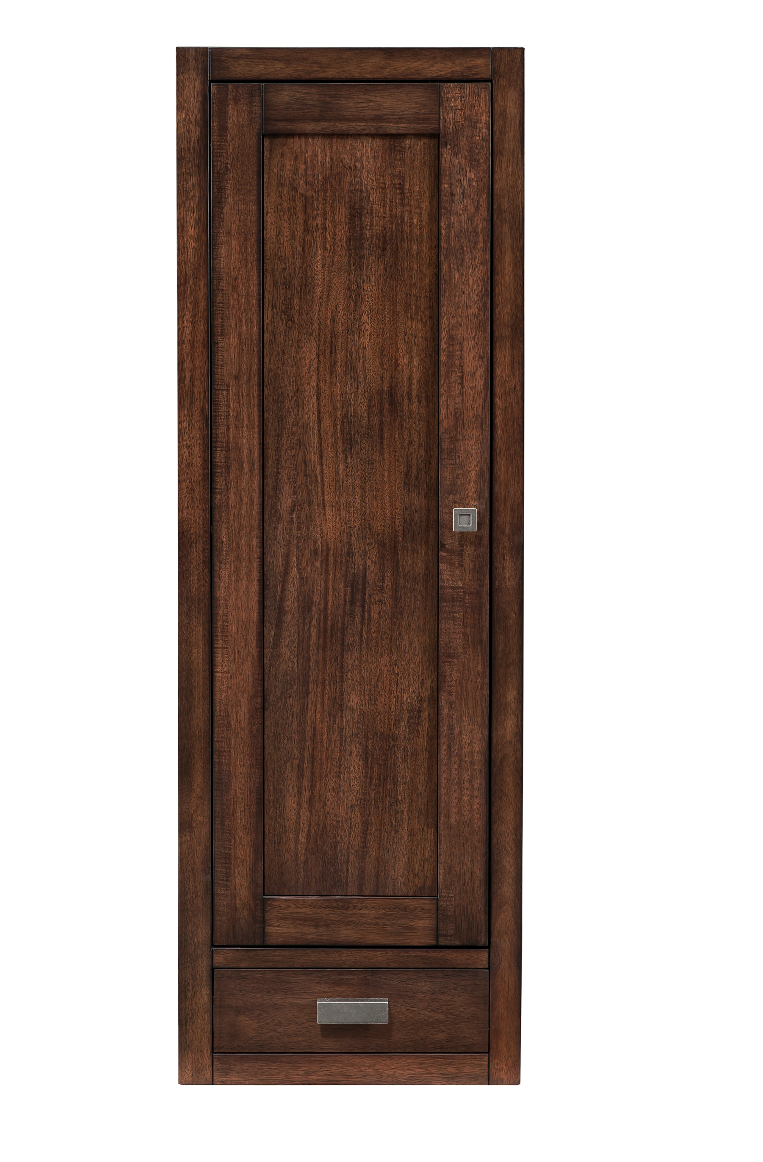 Addison 12-Inch Depth Petite Tower Hutch - Left Side, Mid-Century Modern Acacia Wood Bookcase for Small Spaces | Perfect for Home Office, Living Room & Bedroom Storage