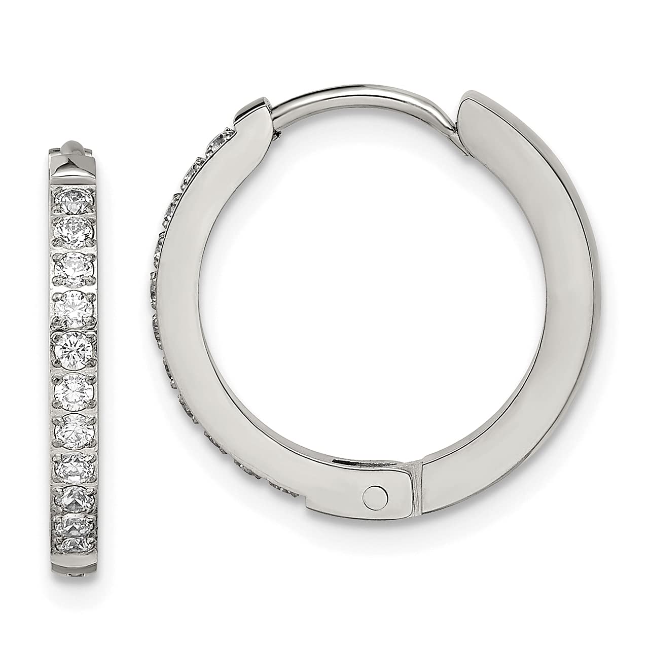Lex & Lu 2mm Hinged Hoop Earrings with Preciosa Crystals - Stainless Steel Polished Jewelry for Women, Gift for Her, Everyday Wear & Special Occasions
