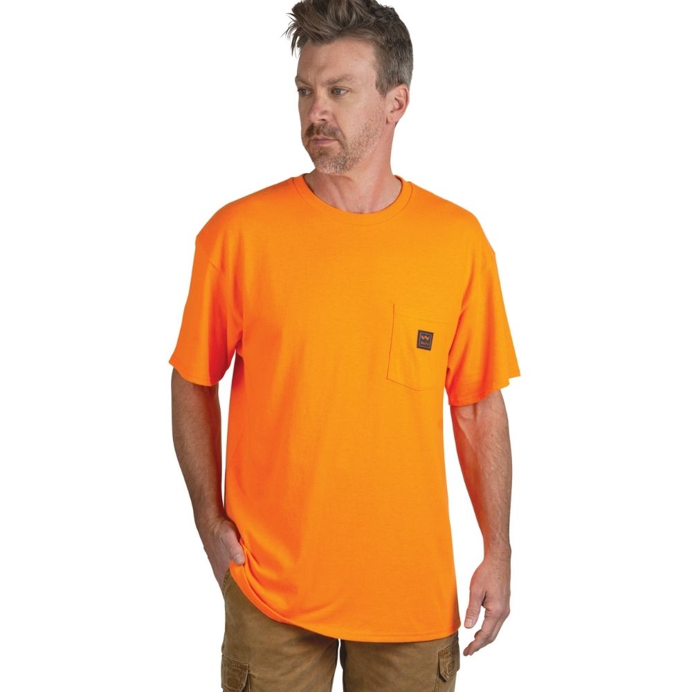High Visibility Orange Mesh Safety Work T-Shirt for Men - Breathable Reflective Construction Workwear for Road Crews & Night Workers