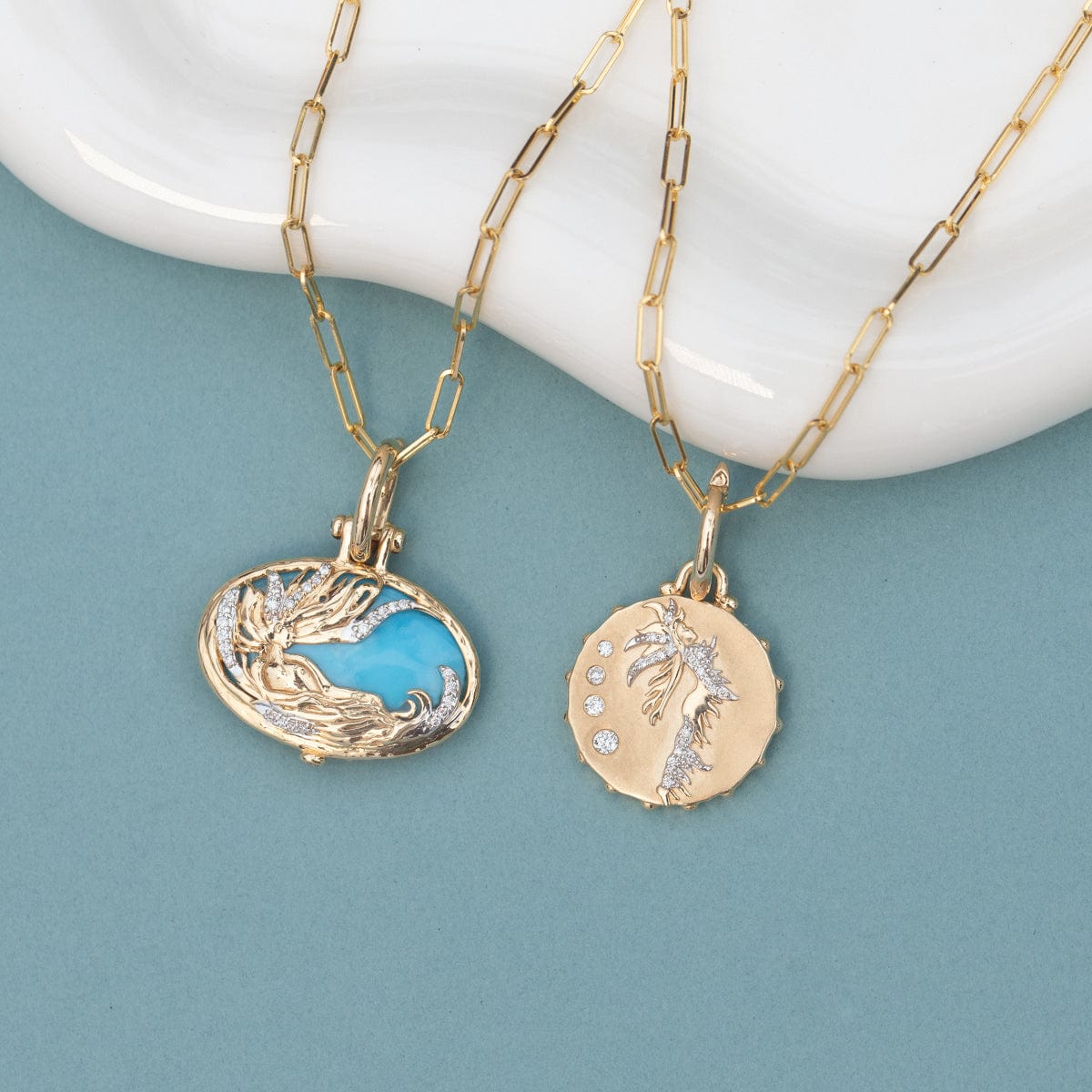 Oval Sea Goddess Pendant Necklace - Handmade Sterling Silver Mermaid Jewelry for Women - Perfect for Beach Vacations, Boho Fashion & Gift Giving