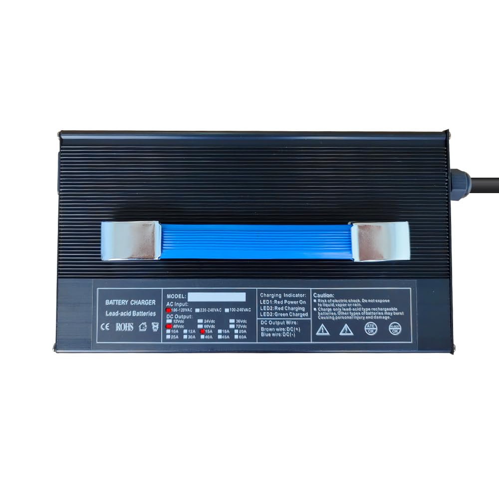 48V 15A Club Car Golf Cart Battery Charger with 3-Pin Round Plug - Fast Charging for Club Car Precedent, DS & Onward Models - Perfect for Golf Courses, Resorts & Private Use