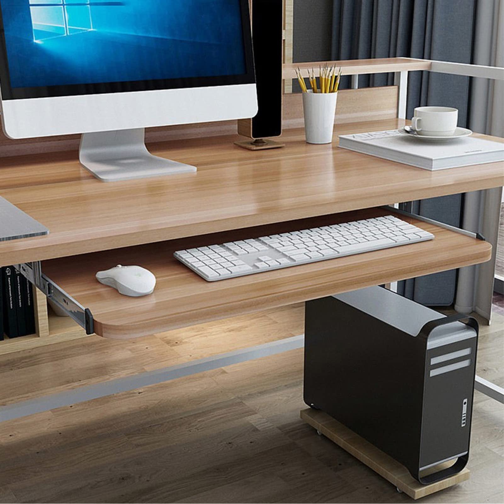 Ergonomic Under Desk Keyboard Tray - Adjustable Height (54/60/70x27cm) Pull-Out Retractable Mouse Platform | Space-Saving Desktop Extender for Home Office, Gaming & Workstation Setup