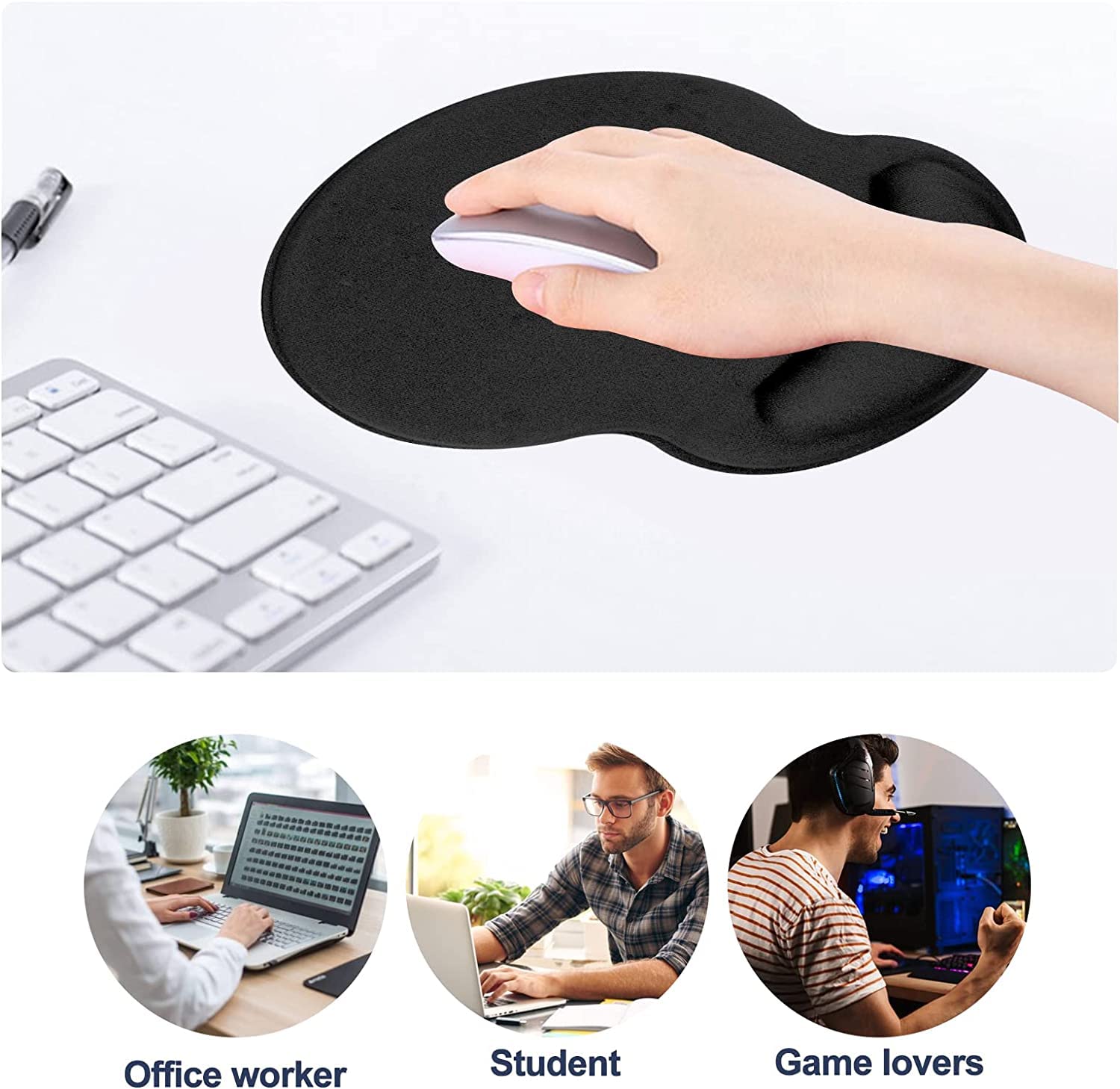 2Pcs Custom Photo Gaming Mouse Pad with Wrist Support - Non-Slip Rubber Base & Ergonomic Design for Office, Computer, Anime Fans - Perfect for Gaming, Work & Home Use