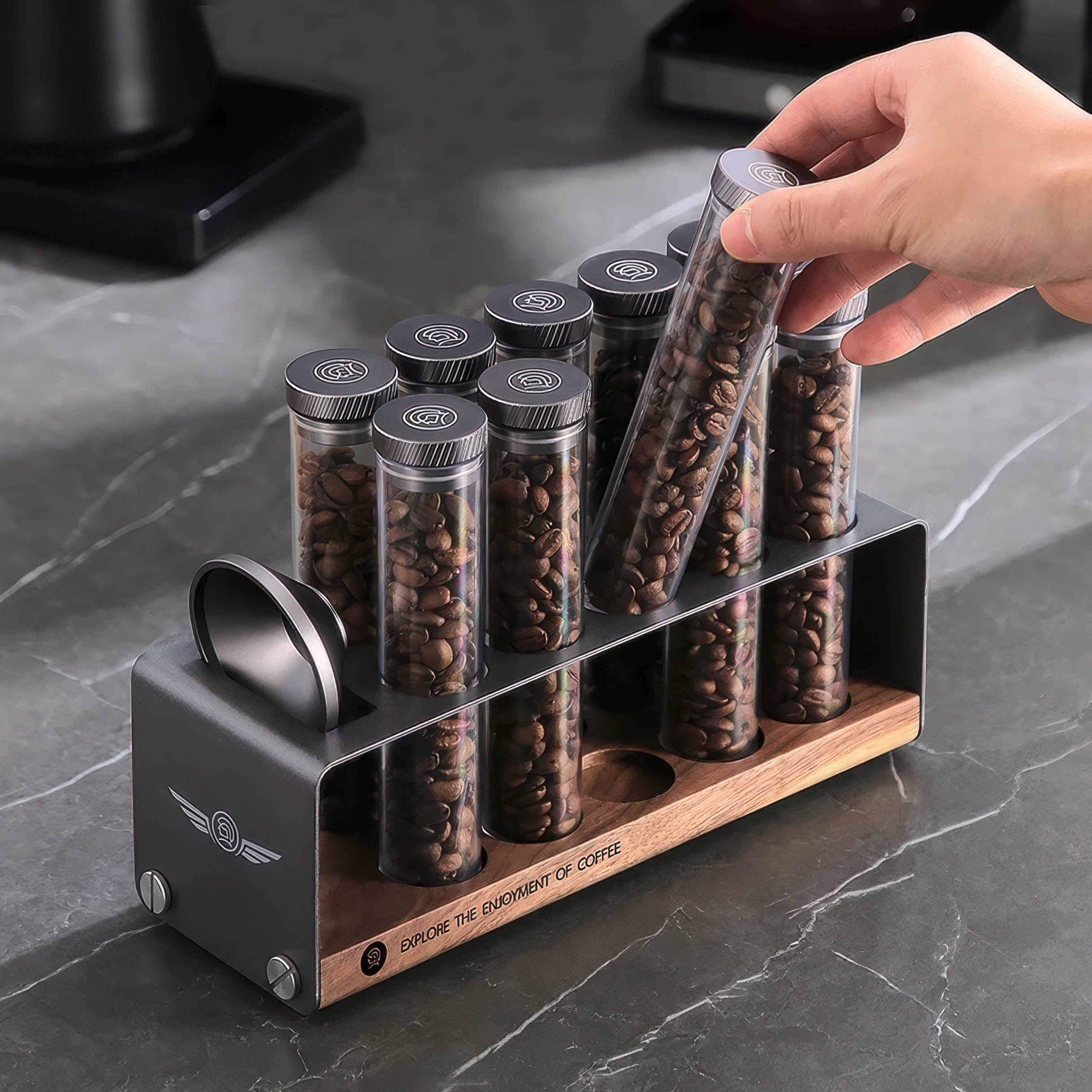 Premium Coffee Bean Storage Container & Degassing Stand - Airtight, Clear View, Perfect for Home Baristas & Coffee Shops - Ideal for Freshness & Flavor Preservation