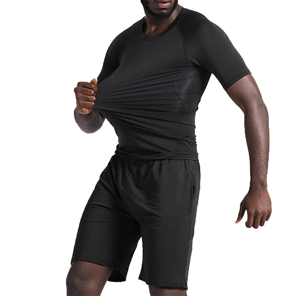 BUYJYA 5-Pack Men's Compression Workout Set - Long Sleeve Shirt & Pants Gym Clothing for Running, Training & Fitness - Moisture Wicking Athletic Outfit for Men