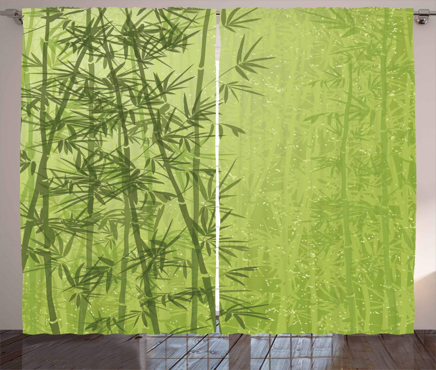 Ambesonne Exotic Tropical Forest Curtains - Rainforest Jungle Spa Themed Window Drapes for Living Room & Bedroom - 2 Panel Set 108