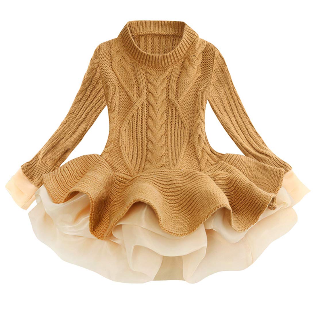Nine Minow Girls' Long Sweater Dress for Autumn & Winter - Warm Knit Dress for Toddler to Kids - Perfect for School, Holidays & Family Photos