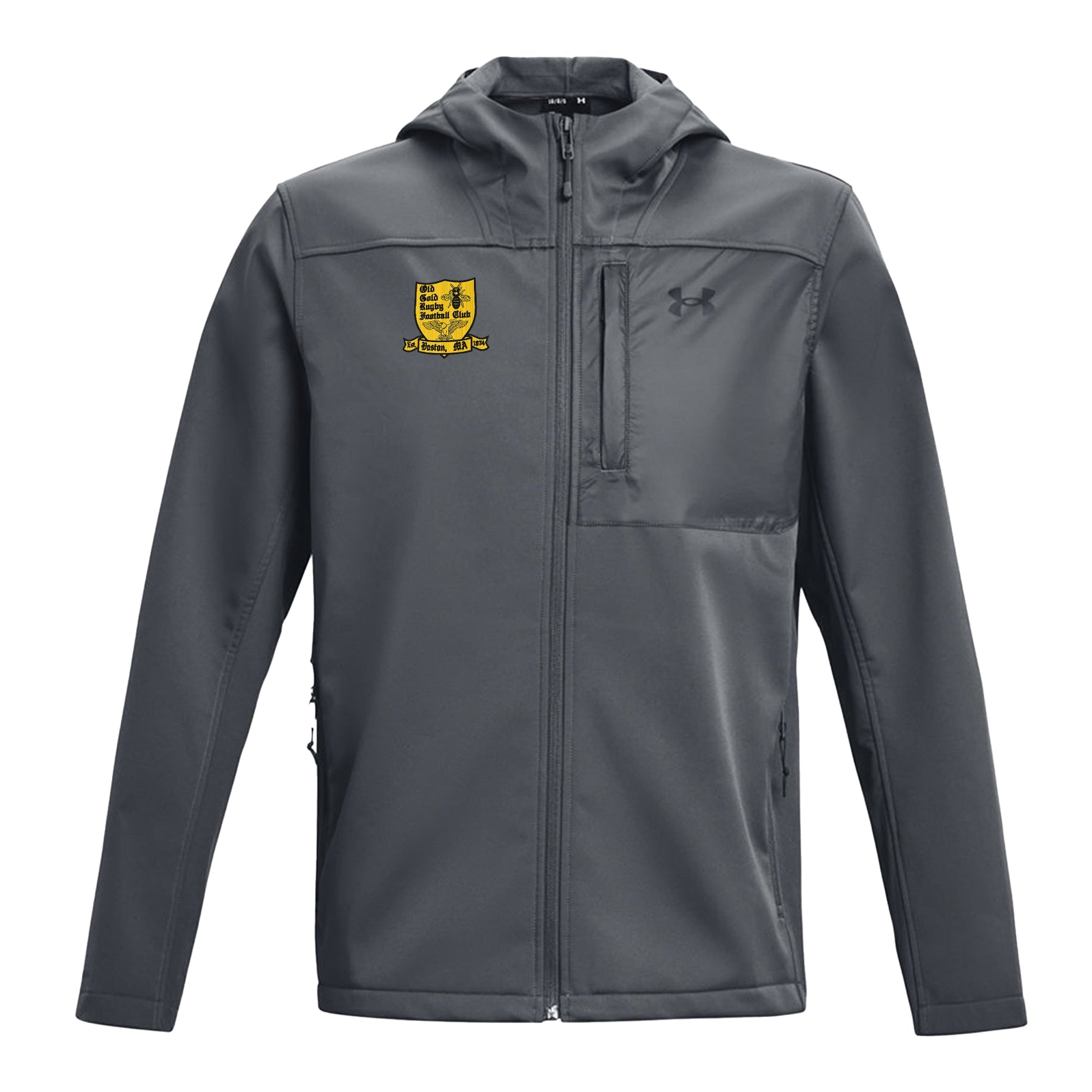 Old Gold RFC UA CGI Hooded Jacket - Men's Lightweight Waterproof Windbreaker for Outdoor Hiking & Urban Streetwear Fashion