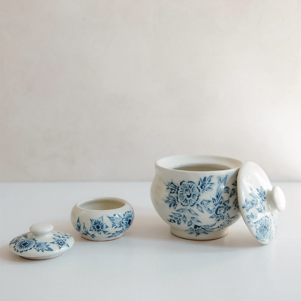 Hand-Painted Artisan Ceramic Canister Set - Elegant Kitchen Storage for Coffee, Tea & Sugar - Perfect for Farmhouse, Rustic & Vintage Home Decor