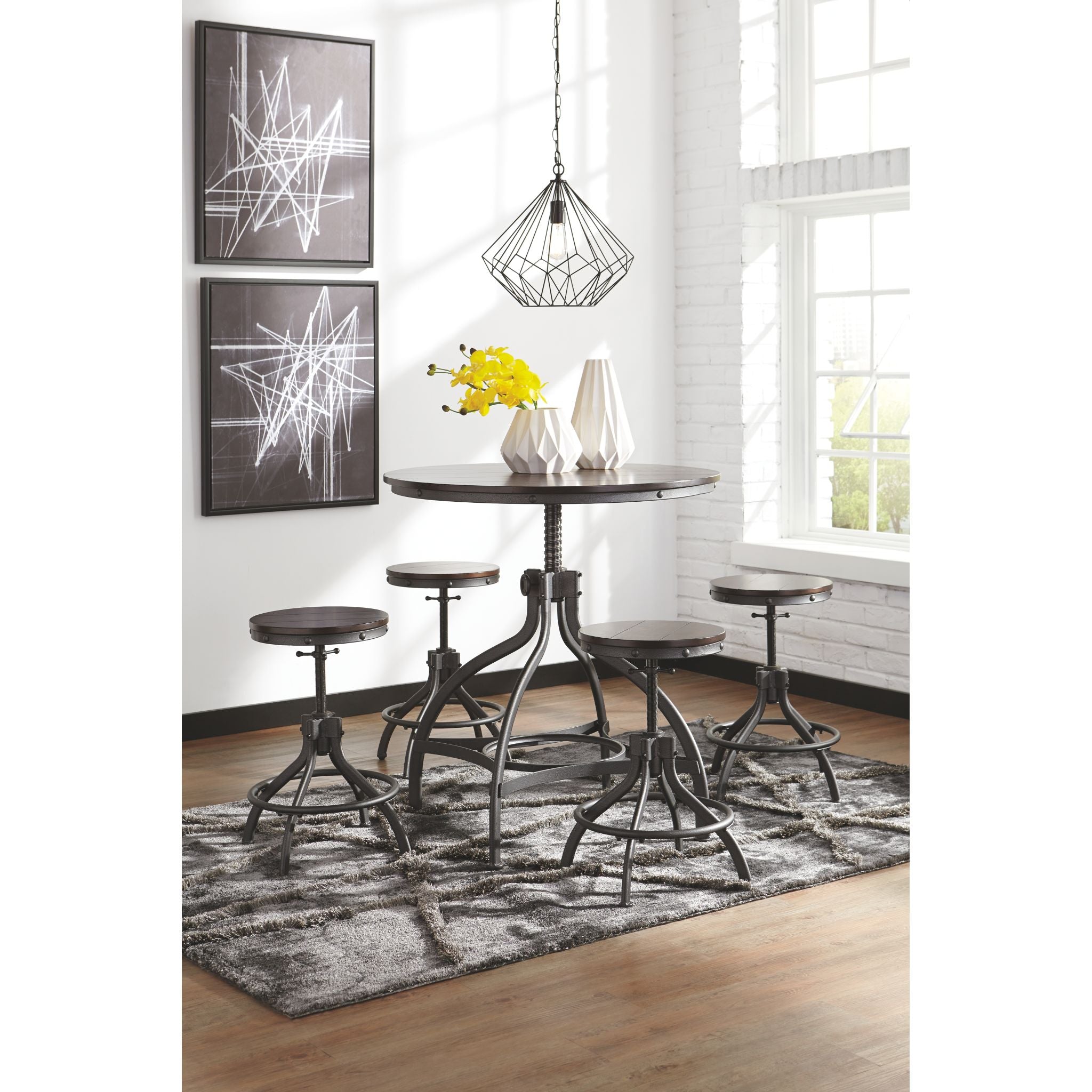 Bassello 3-Piece Counter Height Dining Set - Modern Bar Table & Stools for Kitchen, Breakfast Nook & Small Spaces - Perfect for Apartments, Condos & Tiny Homes