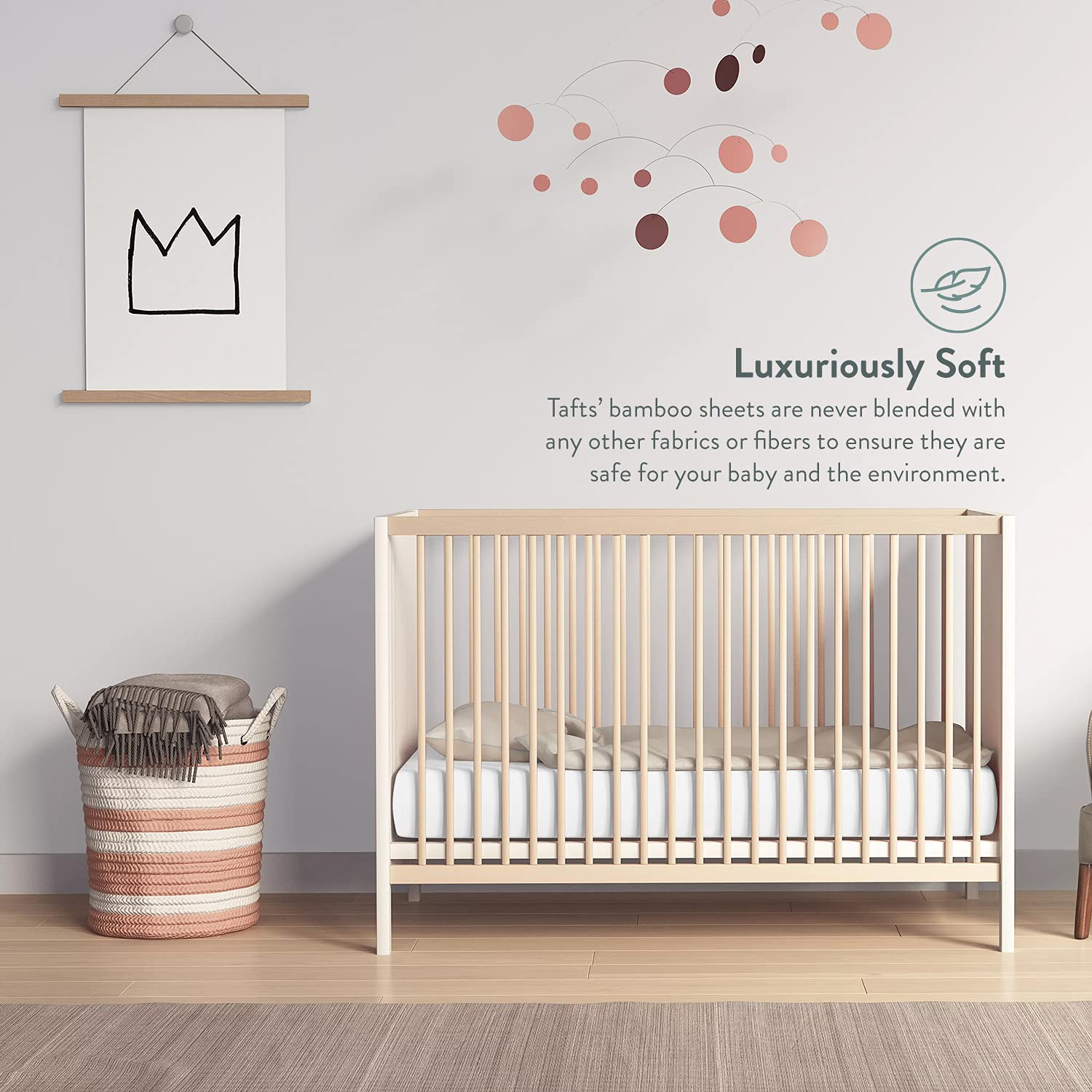TAFTS Organic Bamboo Viscose Fitted Crib Sheets - 2 Pack (28