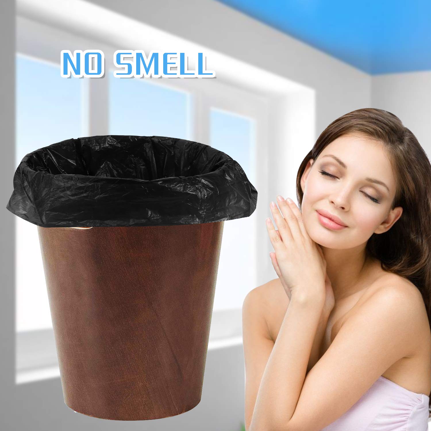 4-6 Gallon Biodegradable & Compostable Trash Bags - Eco-Friendly Recycled Garbage Bags for Kitchen, Bathroom, Office & Home (100 Count, Black) | Perfect for Waste Disposal, Recycling & Composting