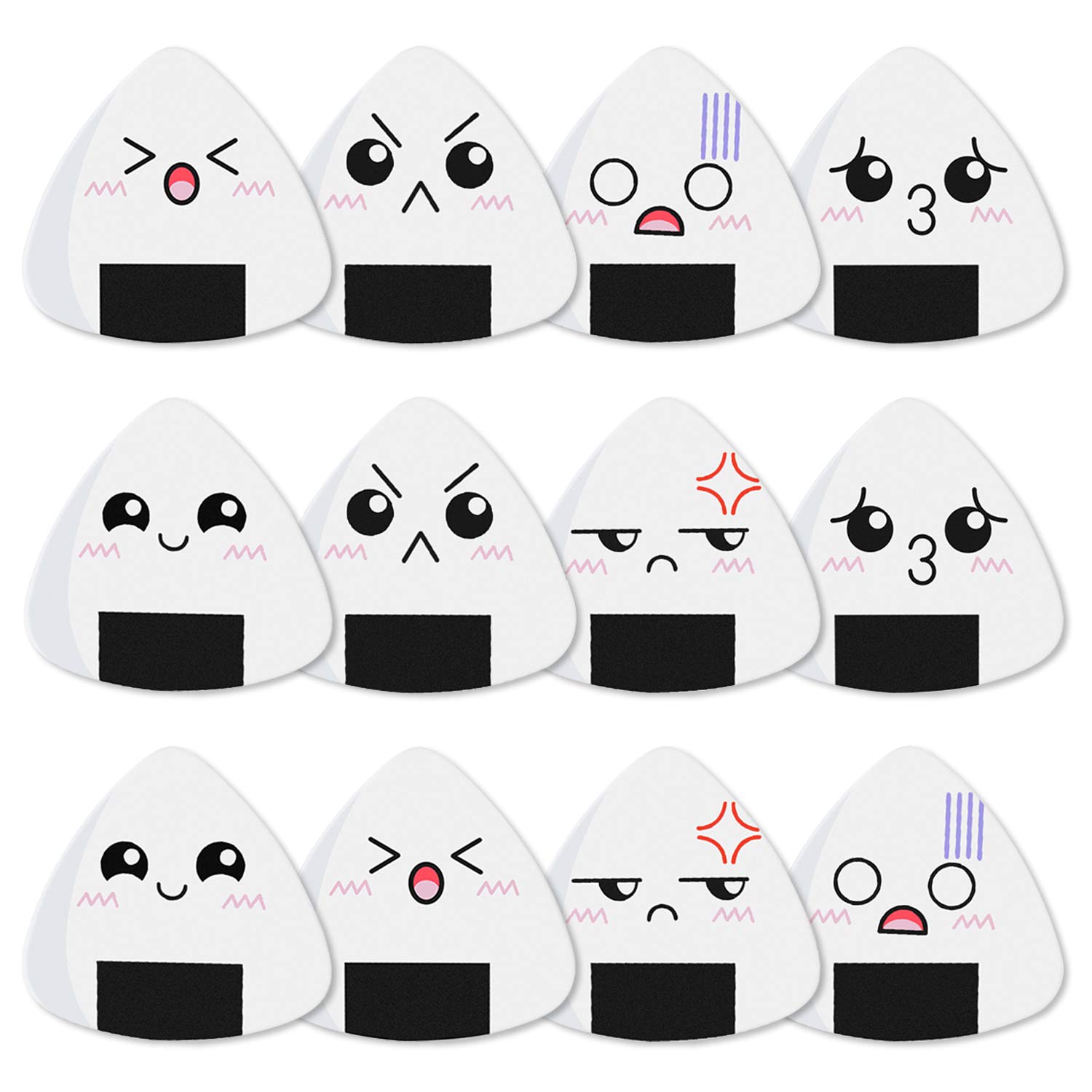 Premium 0.96mm Heavy Guitar Picks 12-Pack - White Sushi Rice Balls Pattern Plectrums for Bass, Acoustic & Electric Guitars - Perfect for Practice, Performances & Ukulele Players