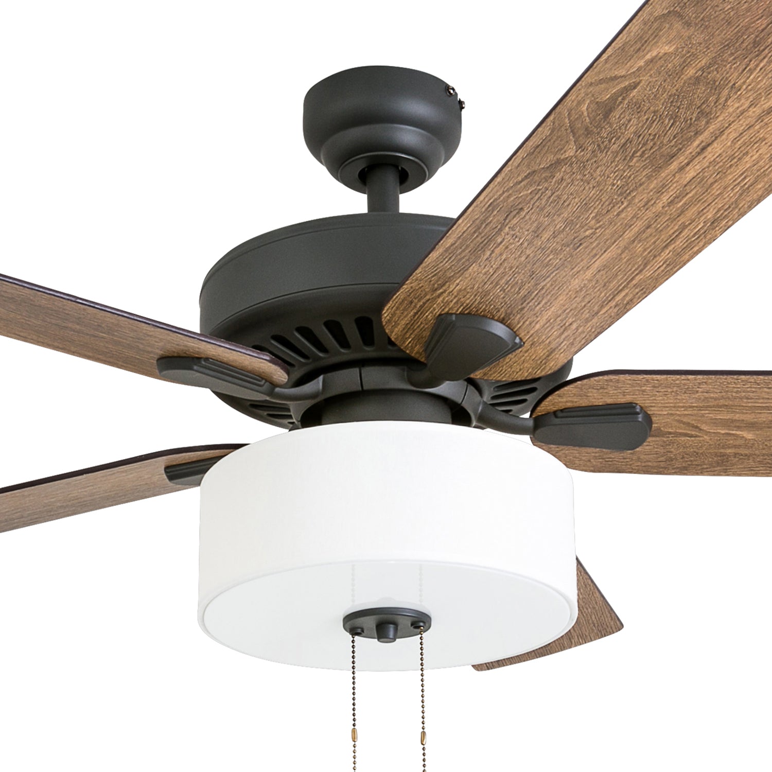52 Inch Bronze Canoe Ridge Ceiling Fan with Pull Chain - Perfect for Living Rooms, Bedrooms, and Outdoor Patios
