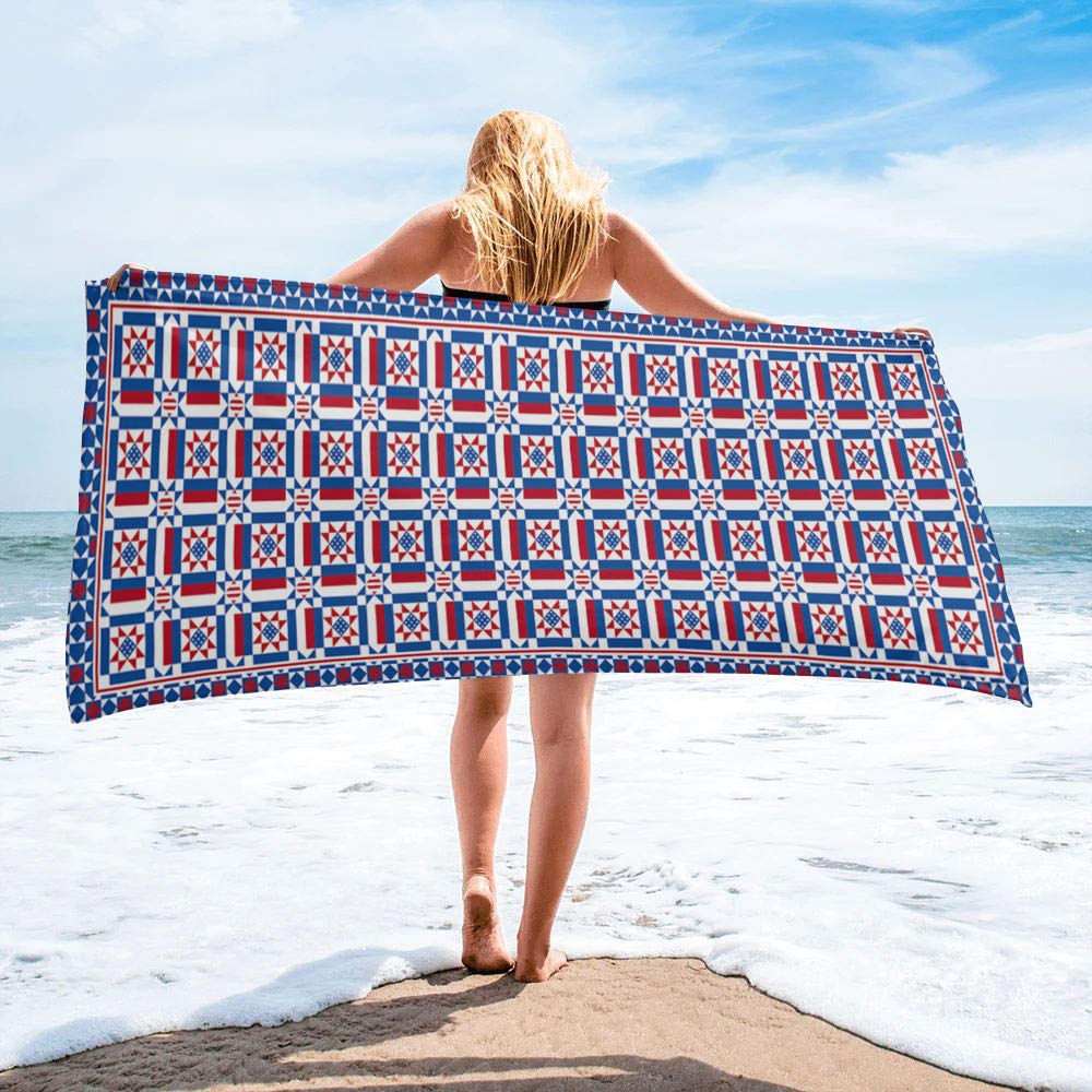 American Flag Microfiber Beach Towel - Quick Dry, Personalized, Lightweight & Absorbent Oversized Sand Blanket (27x55 Inches) - Perfect for Beach, Pool, Swim, Gym, Spa, Hotel & Bathroom Use