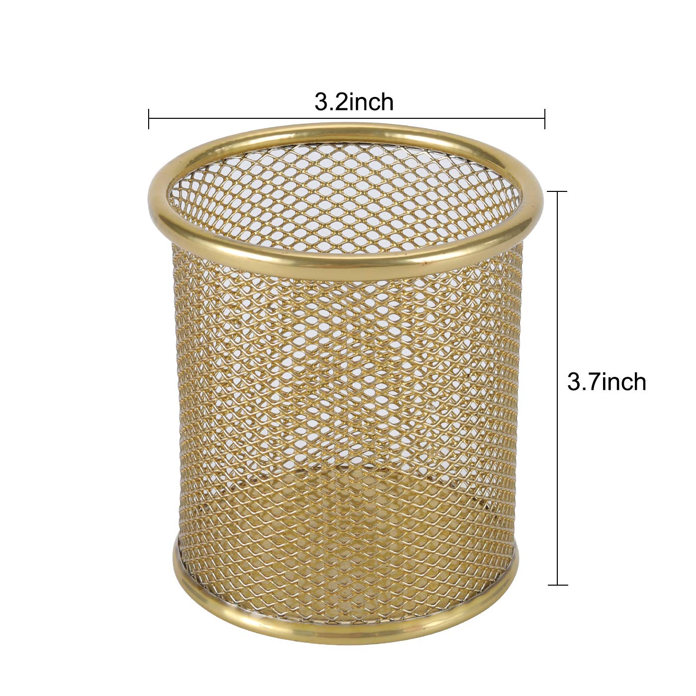 2-Pack Gold Pencil Holder for Desk - Stylish Pen Cup & Makeup Brush Organizer | Perfect for Office, Home, or School Desk Organization