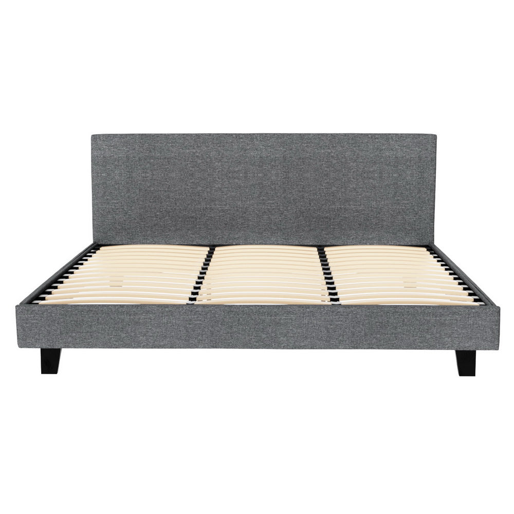 Coogee King Bed Frame Grey - Sturdy Metal Platform Bed with Headboard, Easy Assembly - Perfect for Master Bedroom, Guest Room & Modern Home Decor