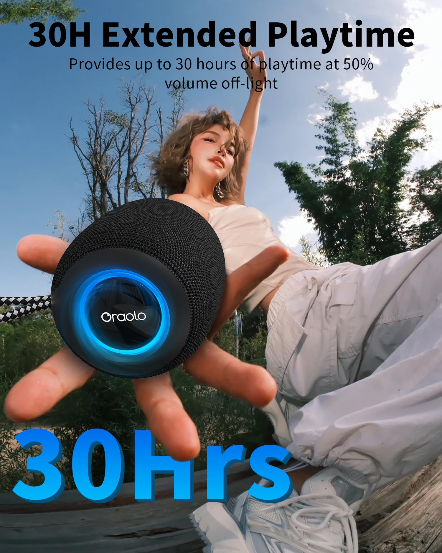 Premium Bluetooth Speaker IPX7 Waterproof - 15W Powerful Sound, 30H Playtime, LED Lights, BT5.3, TWS Pairing - Wireless Portable Speaker for Outdoor, Camping, Beach, Pool Party & Home Use