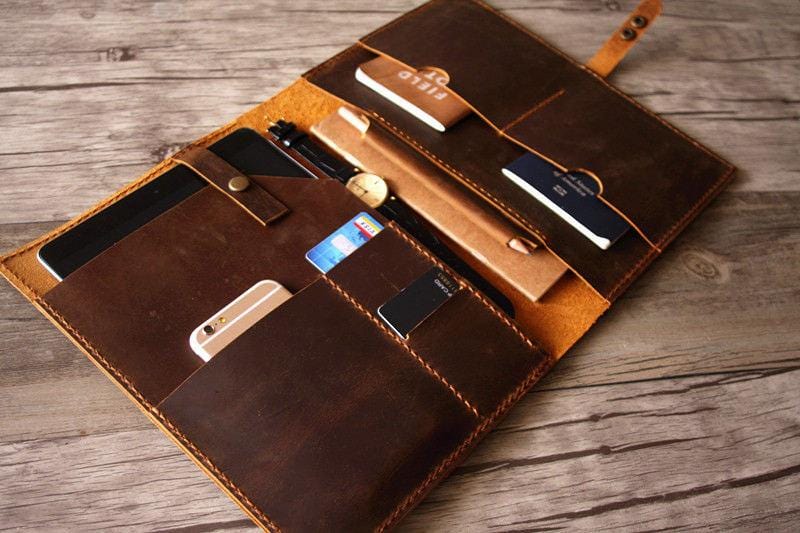Premium Genuine Leather Laptop Sleeve for 15.6 Inch MacBook & Windows Laptops - Slim Protective Case with Soft Lining - Perfect for Business, Travel & College Use