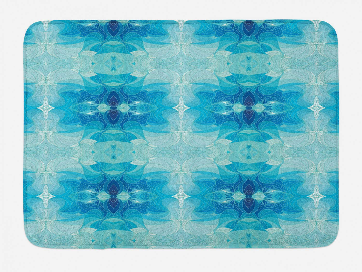 Ambesonne Non-Slip Plush Bath Mat with Abstract Aquatic Waves Design, 30