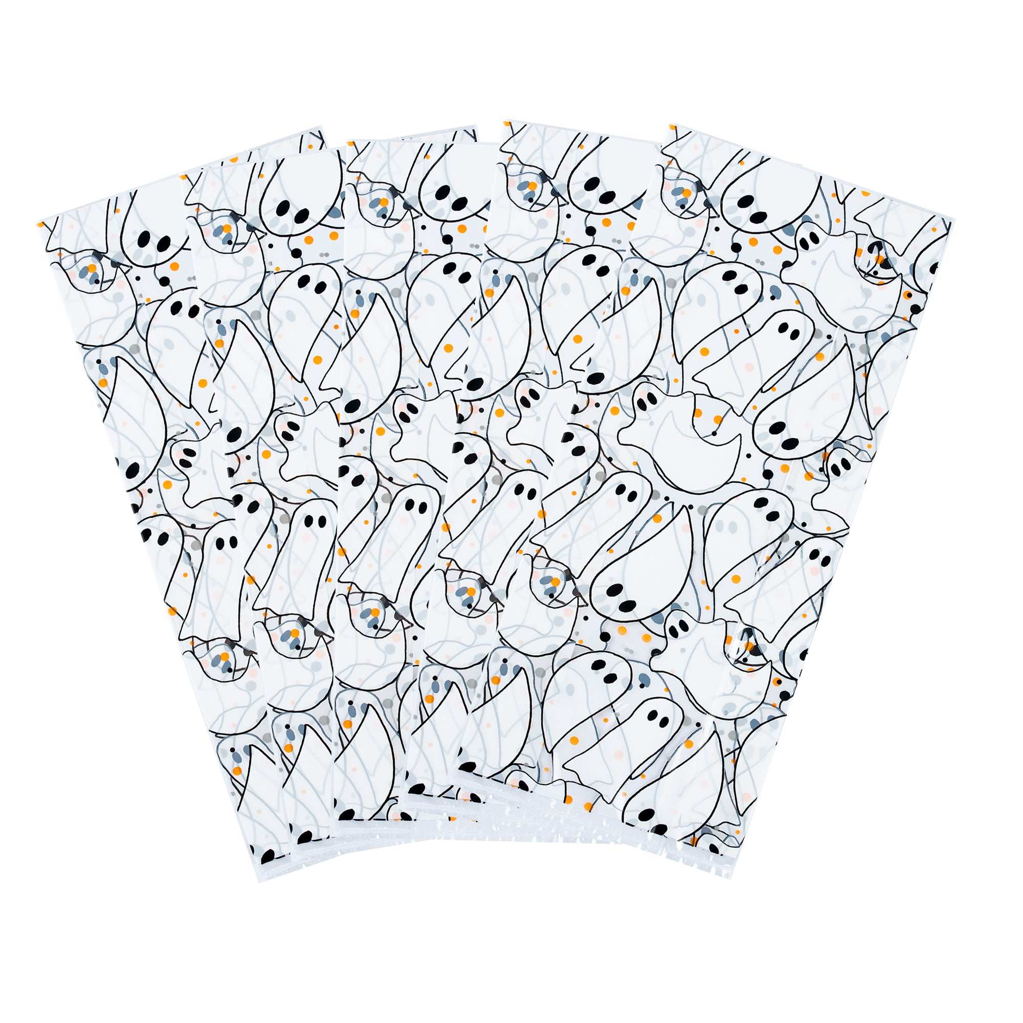 Plastic Candy Bags for Halloween - 4x2x9.5 Inch Gusseted Ghost Design Treat Bags (4000 Count Bulk Pack) - Perfect for Party Favors, Trick or Treat, and Candy Packaging