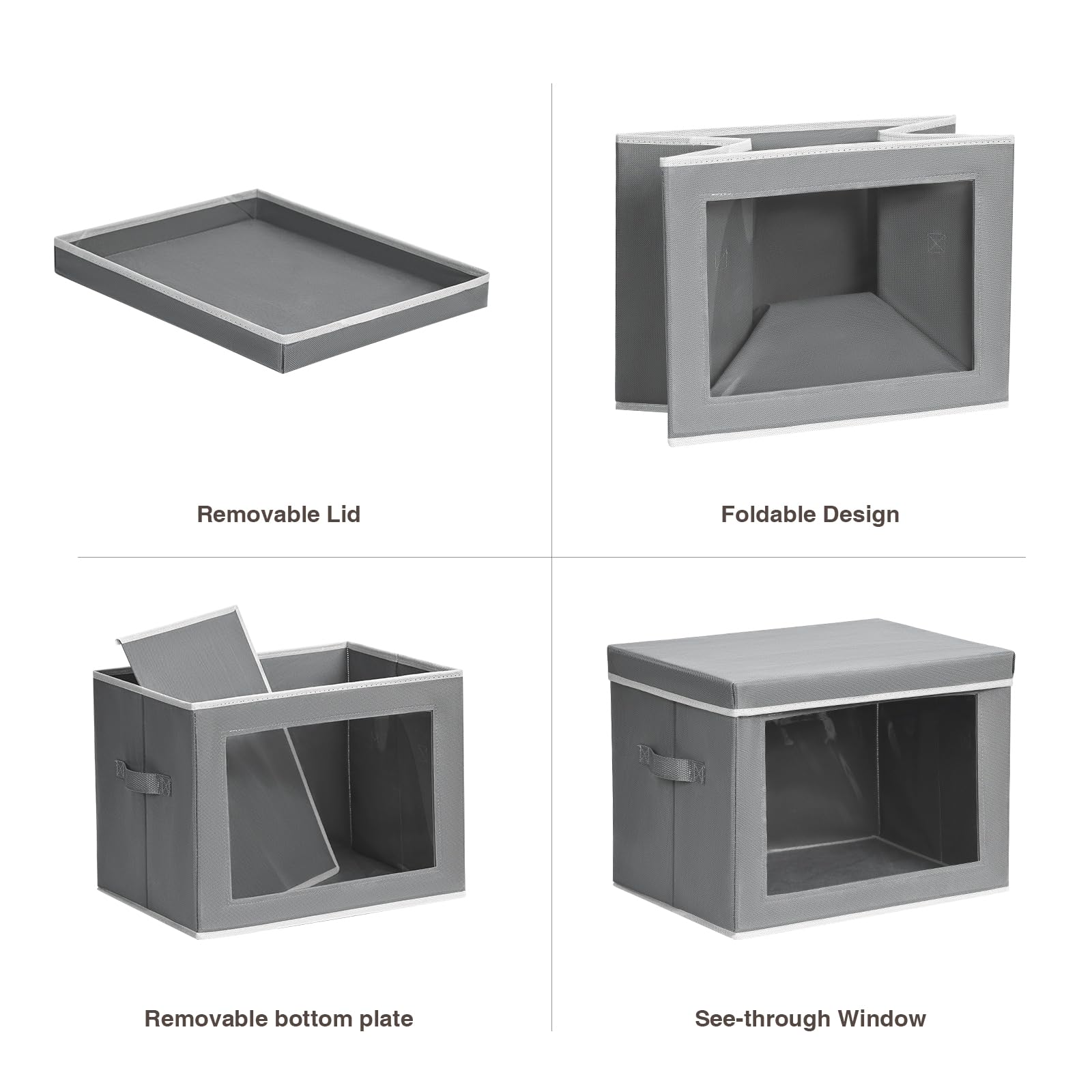Foldable Storage Bins with Lids - 4 Pack Collapsible Closet Organizer Bins for Bedroom, Living Room & Kids Room - Space Saving Storage Boxes for Home Organization & Seasonal Clothes Storage