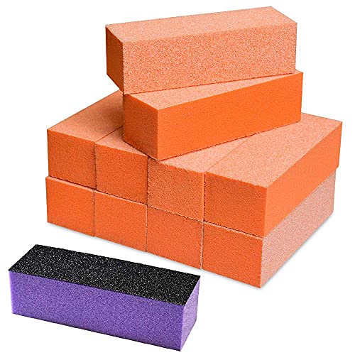 Karlash Nail Buffer Sanding Block - 60/60/60 Grit Orange & White Nail File for Manicure & Pedicure - 10 Pack | Professional Nail Art Tools for Salon & Home Use
