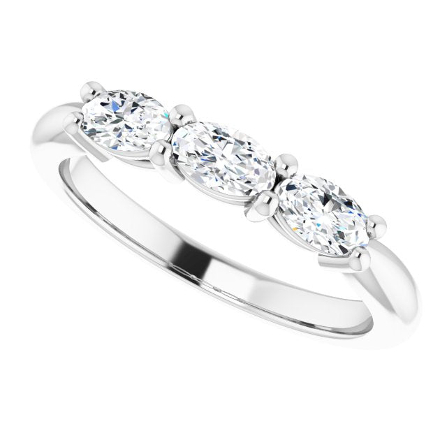 0.63 Carat East West Set Oval Cut Diamond 3 Stone Wedding Band Ring for Women - Elegant Bridal Jewelry for Engagement, Anniversary & Special Occasions