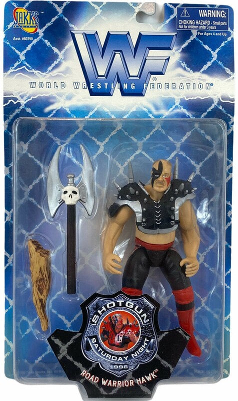 Vintage 1998 WWF Jakks Pacific Shotgun Saturday Night Series 1 Road Warrior Hawk Action Figure - Collectible Wrestling Toy for Display & Play | Perfect for WWE Fans & Memorabilia Collectors