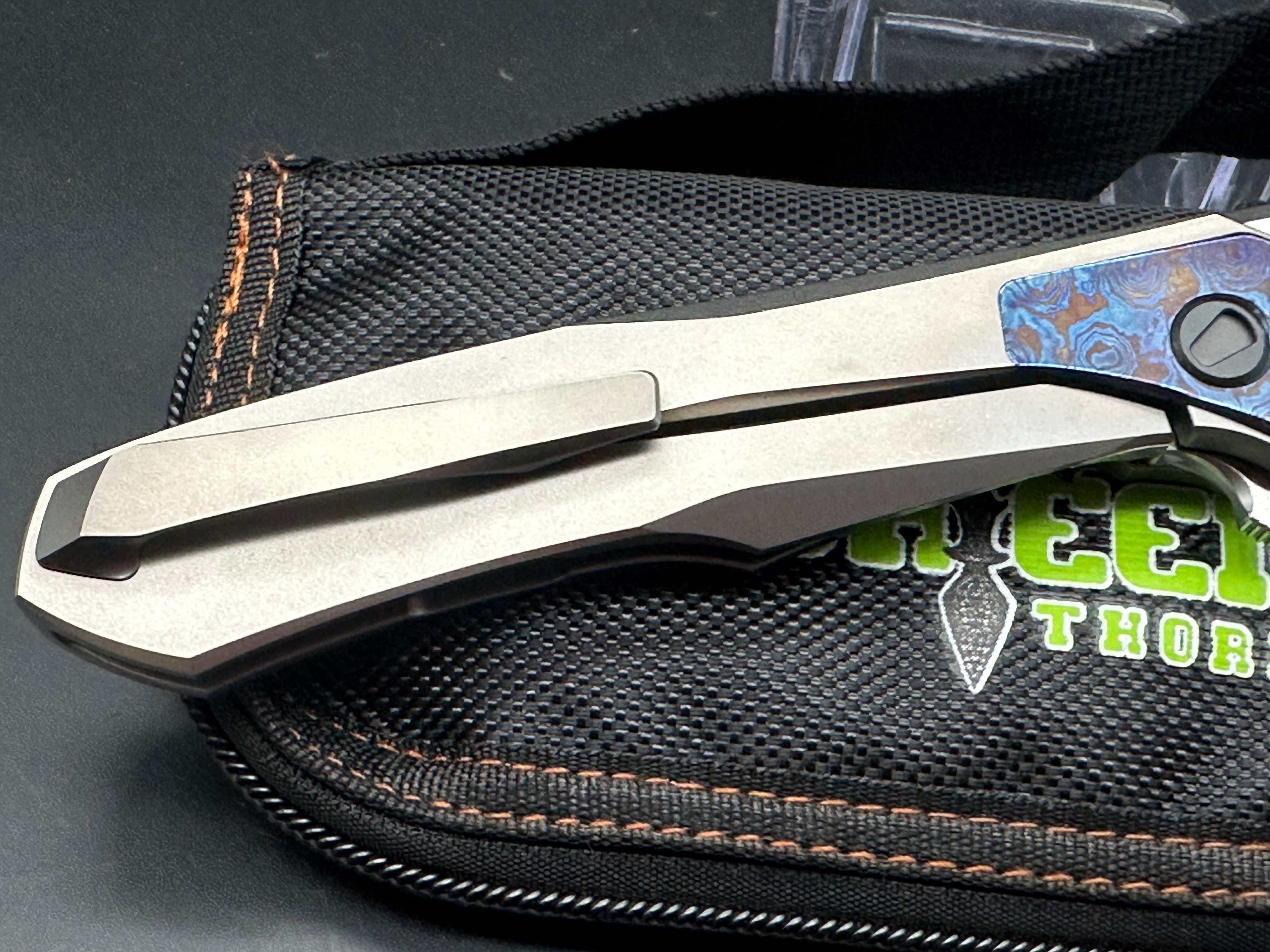 Premium Green Thorn Lochsa Folding Knife - M390 Super Steel Blade & TC4 Titanium Integral Handle for Outdoor, Camping, Hunting, and EDC Use