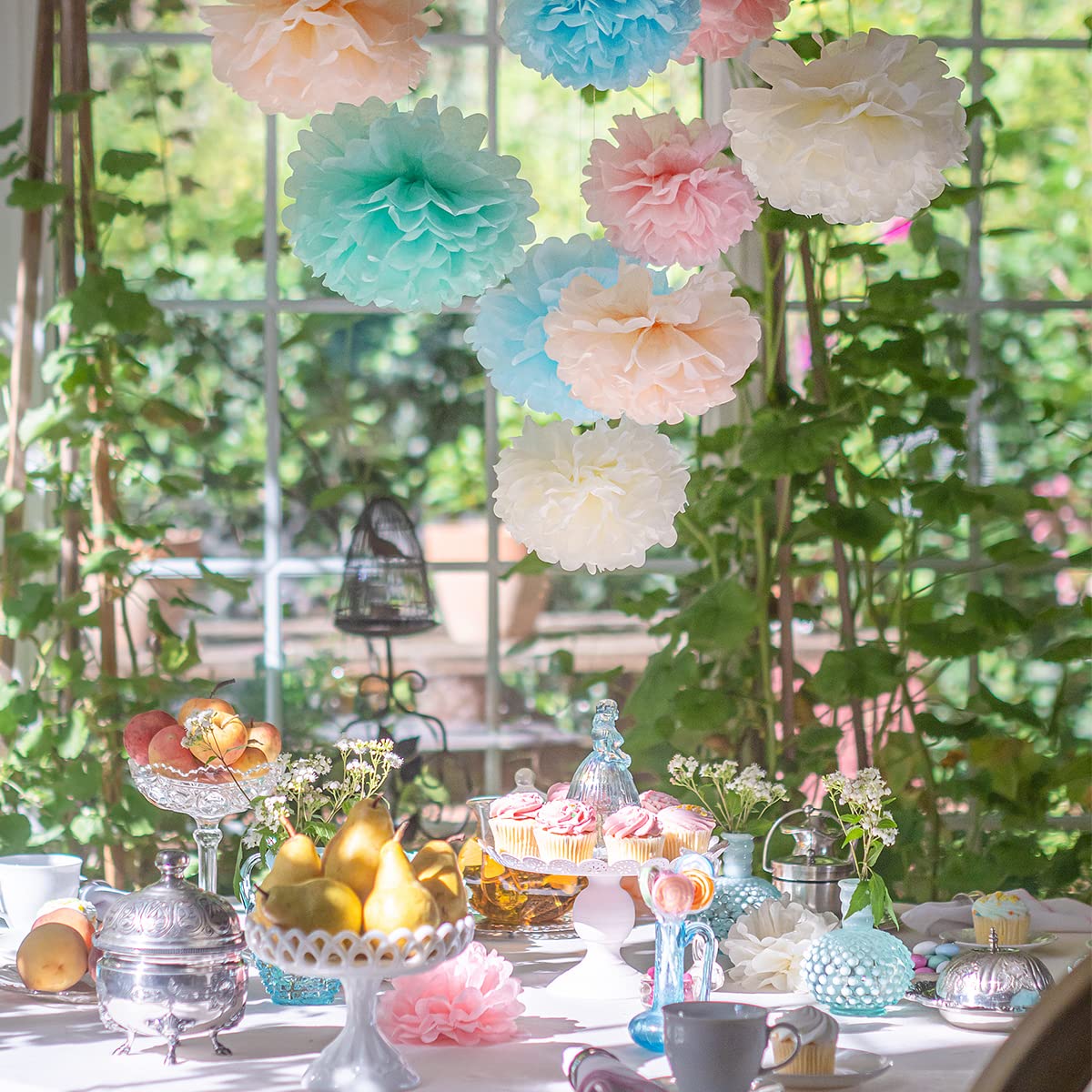Pastel Tissue Paper Pom Poms - 20pc Rainbow Hanging Paper Flowers for Birthday Party Decorations, Baby Shower, Easter Celebration & Classroom Decor | Perfect for DIY Crafts, Wedding Backdrops and Nursery Room Decor by Avoseta