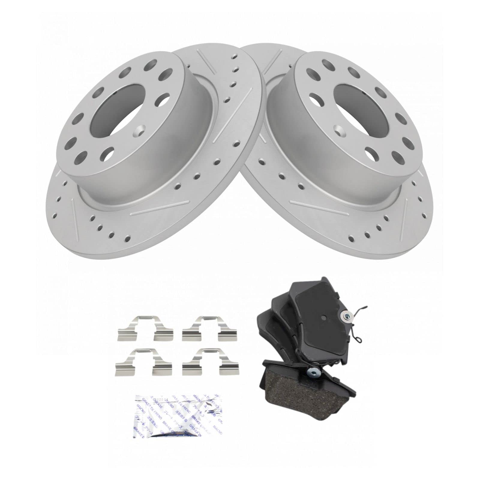 High-Performance Rear Ceramic Brake Pads & Rotors Kit for Volkswagen Golf Jetta Passat Audi A3 A4 - Perfect for Street Racing, Daily Driving & Track Use