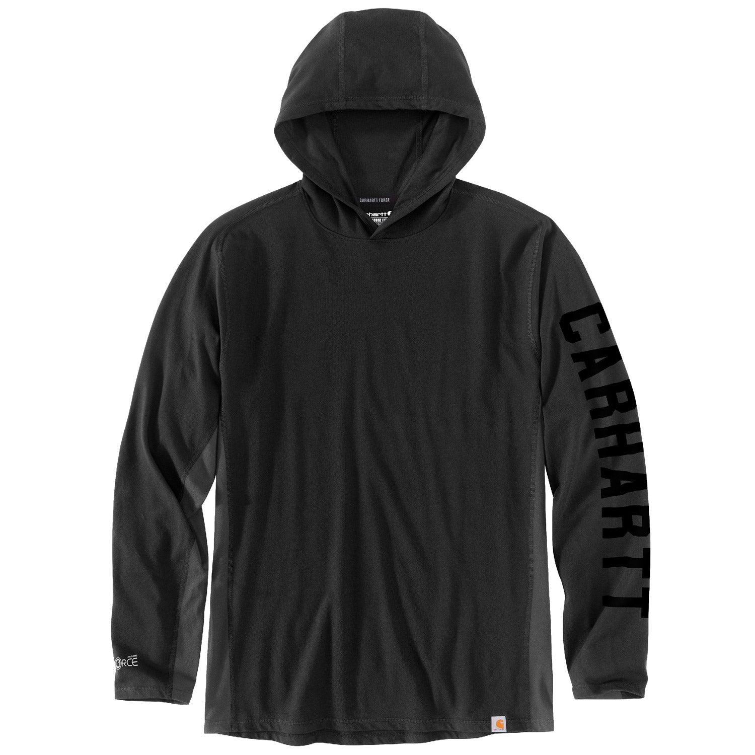 Carhartt Men's Force® Relaxed Fit Long Sleeve Logo Graphic Hooded Tee - Comfortable Workwear Hoodie for Construction, Outdoor & Casual Wear