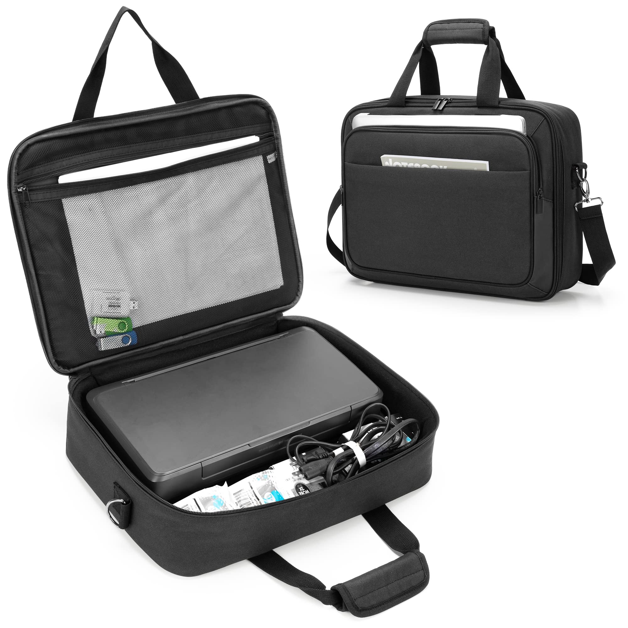 Samdew Portable Printer Carrying Case - Compatible with HP Tango, Tango X, Officejet 250/200 - Travel Laptop Bag with Shoulder Strap & Trolley Handle (Fits 14