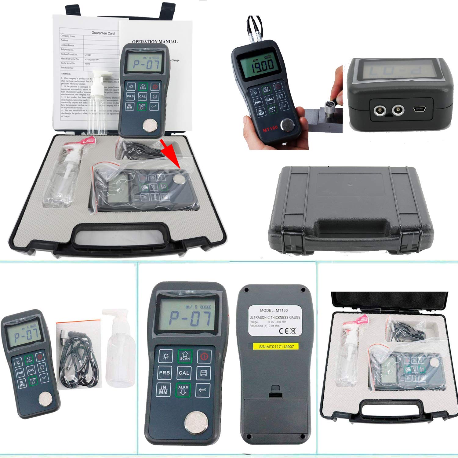 Professional Ultrasonic Thickness Gauge Tester 0.75-300mm (0.03-11.8inch) for Metal, Aluminum & Copper - High Precision 0.01mm Measurement - Ideal for Industrial Inspection, Pipeline Maintenance & Quality Control