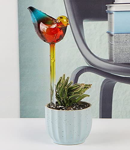 Self-Watering Glass Globes - 4 Pack Automatic Plant Watering Bulbs for Indoor & Outdoor Plants | Clear Glass Bird-Shaped Watering Stakes | Perfect for Vacation Plant Care, Hanging Baskets & Herb Gardens