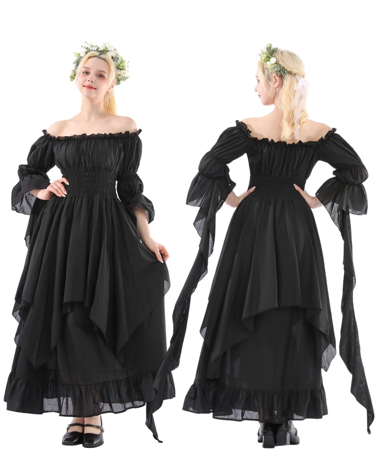 Victorian Renaissance Gothic Dress for Women - Elegant Medieval Wedding Costume & Witch Outfit for Cosplay, Halloween, Themed Parties & Historical Reenactments